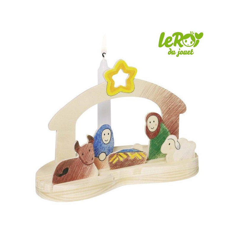 Porte bougie crèche de Noël à peindre ou à colorier vendu à l'unité